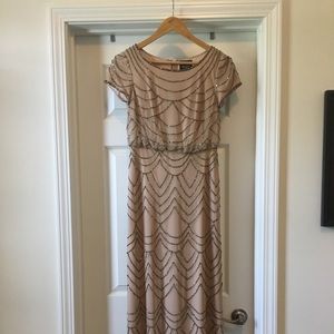 Short Sleeve Beaded Blouson Gown